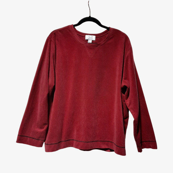 Oscar de la Renta Tops - OSCAR de la RENTA WOMENS XL RED POLYESTER LONG SLEEVE‎  FLEECE